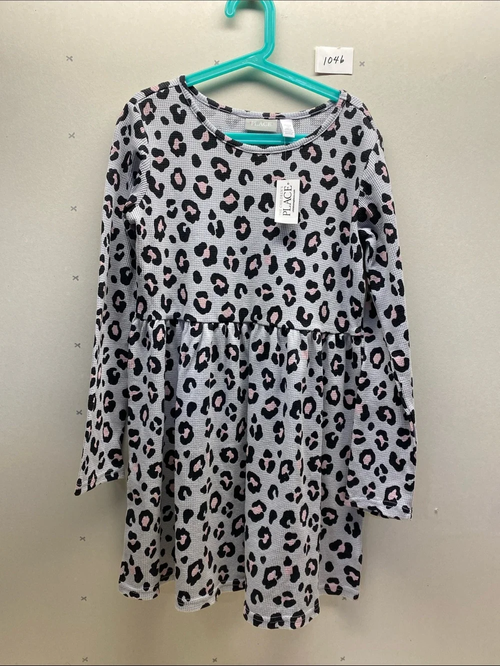 The Children's Place Gray Leopard Print Thermal Long-Sleeve Dress